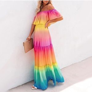 Rainbow colorful maxi dress